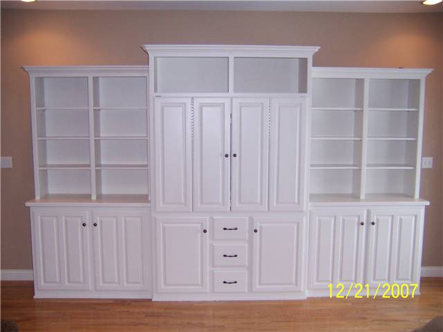 Entertainment with bifold pocket doors/Bookshelves/Storage - painted